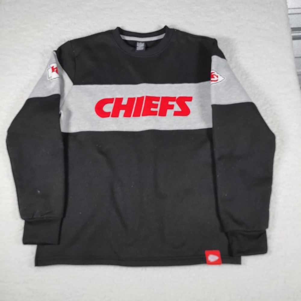 NFL Team Apparel Kansas City Chiefs Sweatshirt Mens Size S Black Grey Colorblock